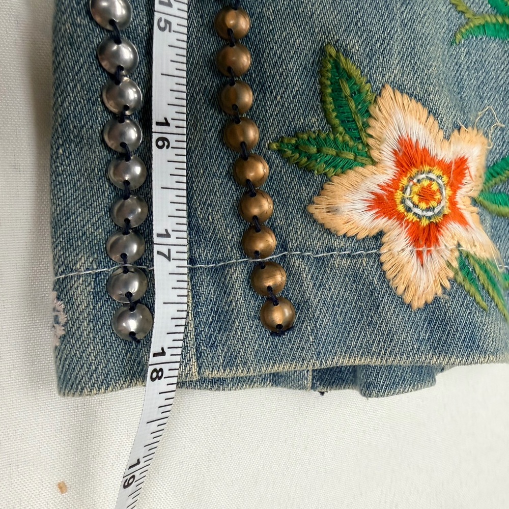 Aratta Women's Embroidered Denim Jacket - Blue and Multicolor - Picture 7 of 16
